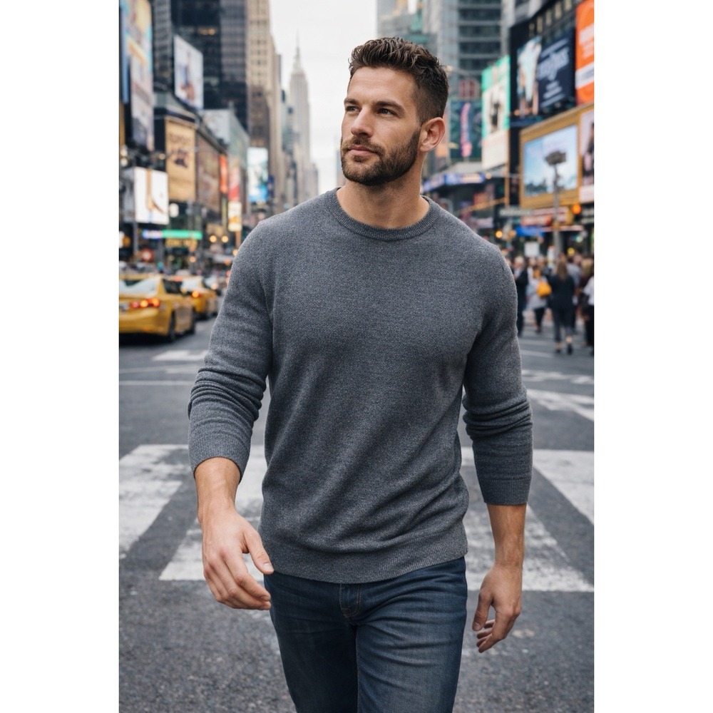 Best Made Co. 100% Merino Wool Crewneck Sweater Men's XL Gray Long Sleeve